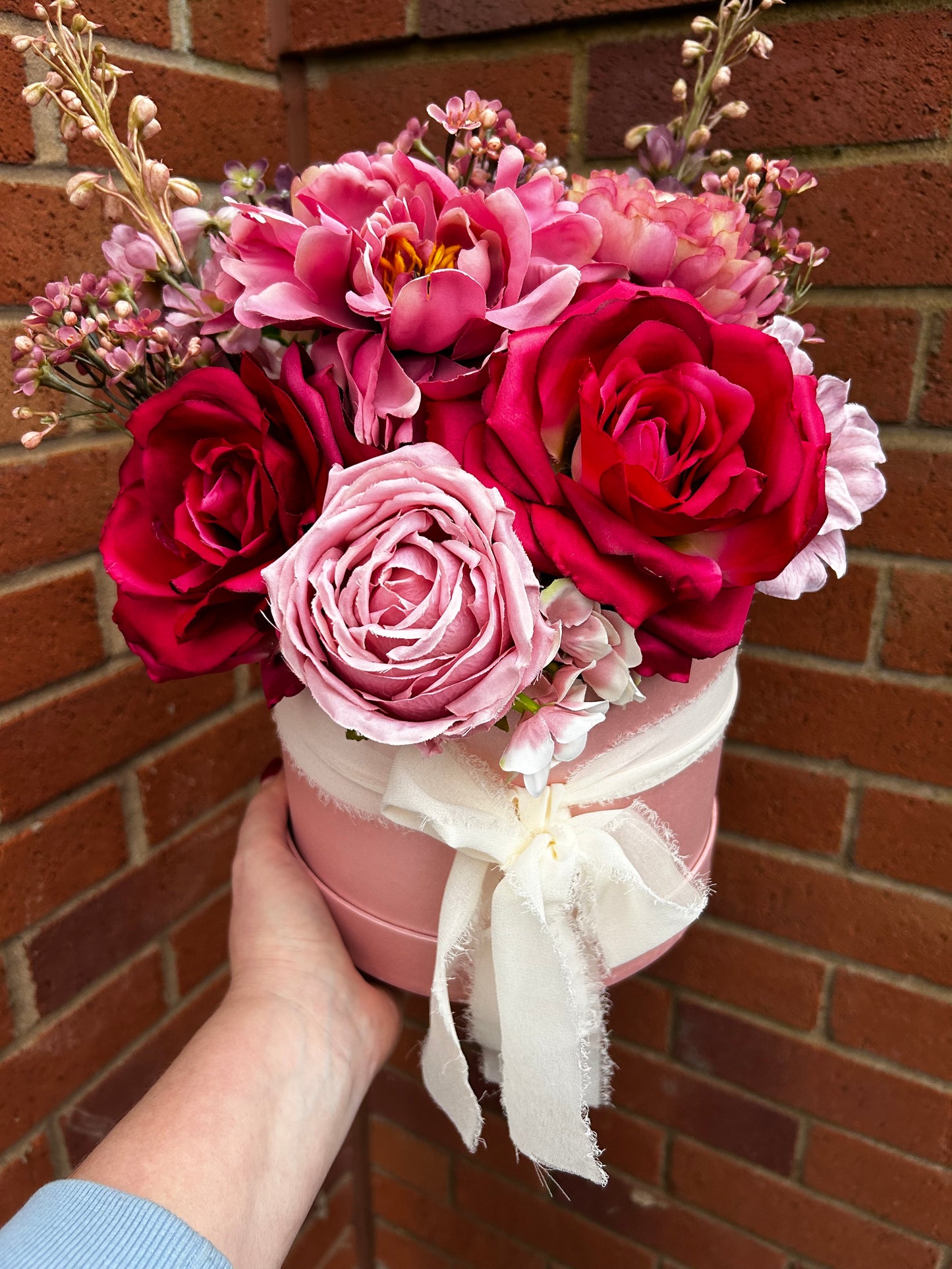 Pink Mix Silk Flower Box