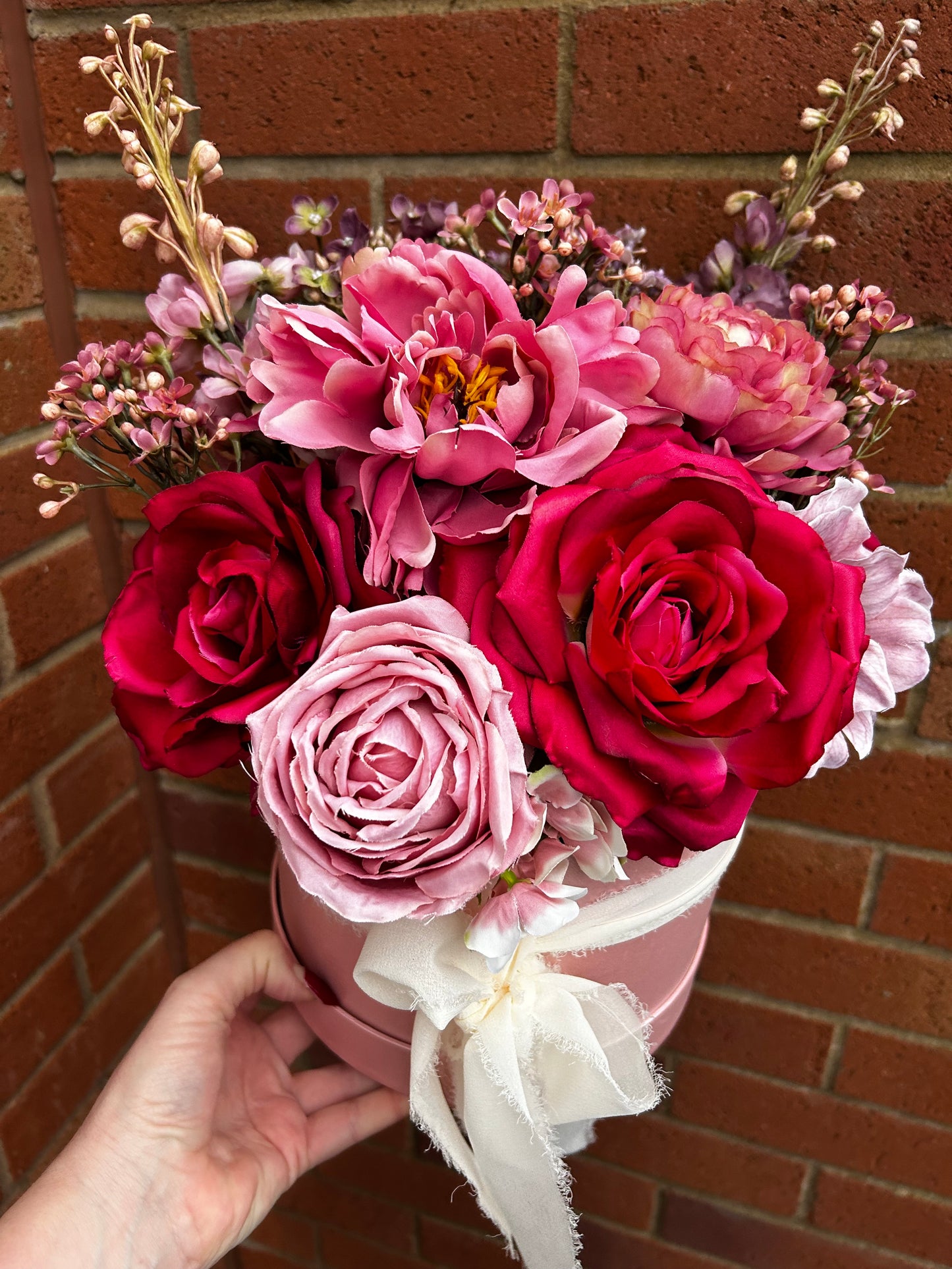 Pink Mix Silk Flower Box