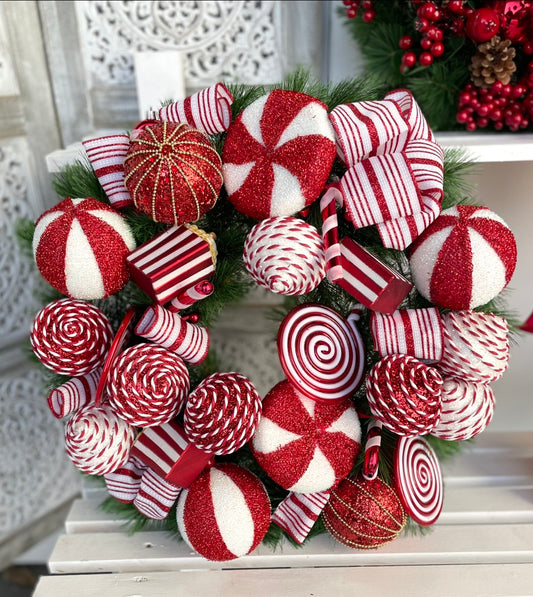 Candy Cane Christmas Wreath